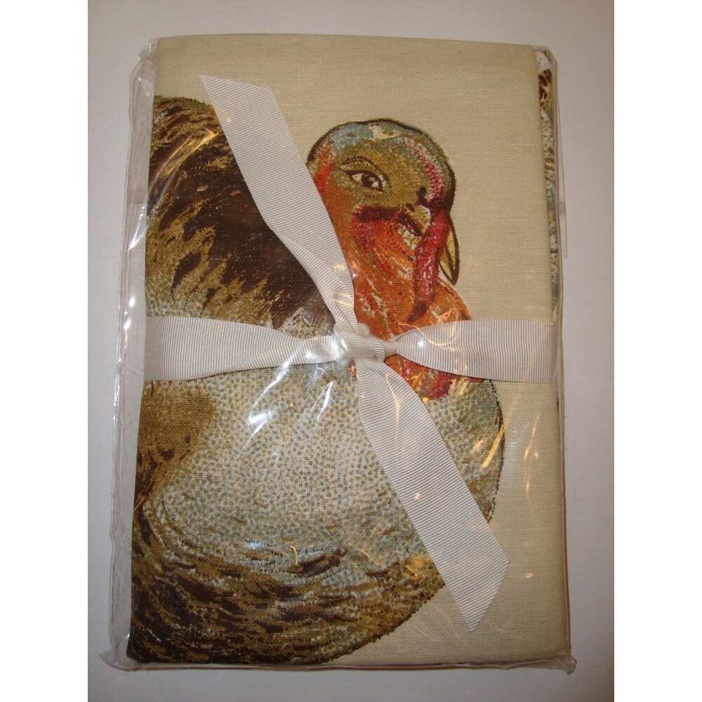 Williams Sonoma Kitchen Tea Towel Turkey Design Thanksgiving Italy Cotton Linen